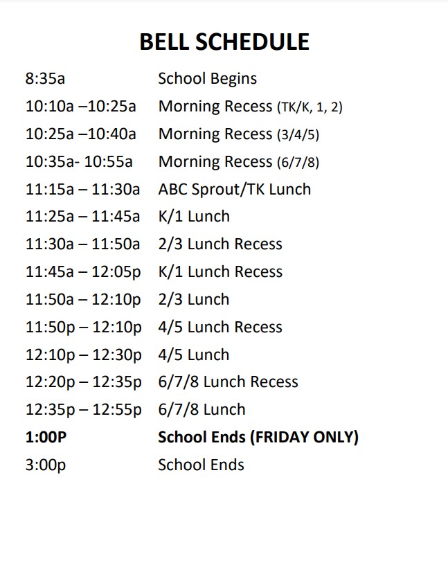 bell schedule